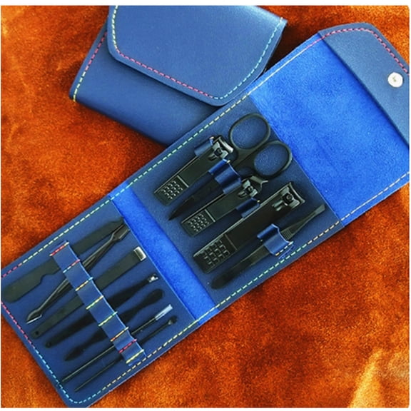FACEGA 12 Pcs Manicure Kit Mini Stainless Steel Pedicure Kit Nail Clippers Professional Grooming Kit with PU Leather Case Blue