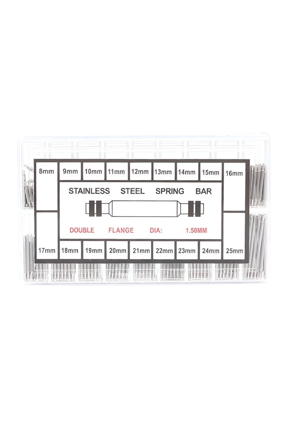 180pcs Stainless Steel Watch Band Spring Bars Strap Link Pins 8-25mm Kit