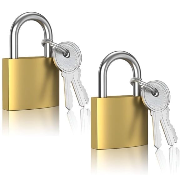 FACEGA 2-Pack Weatherproof Brass Padlocks,30mm Keyed Alike for Suitcases,Lockers,Toolboxes & Cupboards