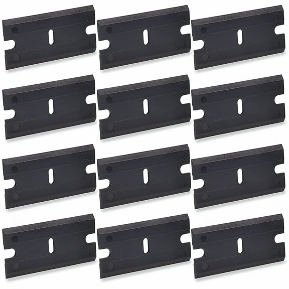 FACEGA 200pcs Plastic Razor Blades,Non-scratch Double Edged,for 1.5-inch Universal Safety Scraper Plastic Common Scraper,Remove Decals,Stickers,Adhesive,Clean Glass Window,Black