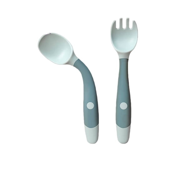 FACEGA 2Pcs Baby Spoon Set,Bendable Design Silicone Self Feeding Baby,Adjustable to Grip Silicone Baby Spoons,Green