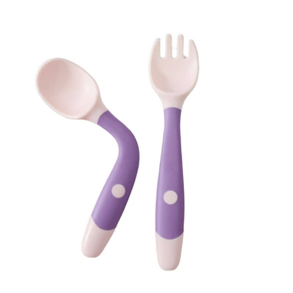 FACEGA 2Pcs Baby Spoon Set,Flexible Design Silicone Self Feeding Baby,Adaptable to Baby'S Use Silicone Baby Spoons,Purple