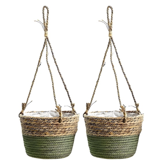 Visual Reference: Acdanc 2Pcs Hanging Planters Plant Fiber Hanging Baskets For Indoor