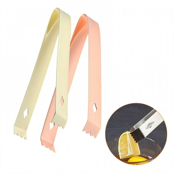 FACEGA 2Pcs Metal Tongs,Gear Shape Head Stainless Steel Grilling Tongs,U Type Handle 6.5"*2.8" Tongs,For Bbq, Buffet, Bartending,Mix6