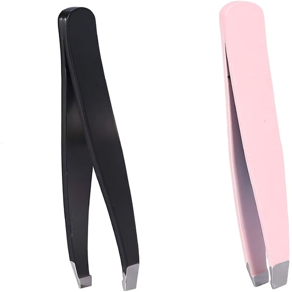 EXLEAF 2Pcs Professional Stainless Steel Slant Tip Tweezer, Eyebrow Tweezers