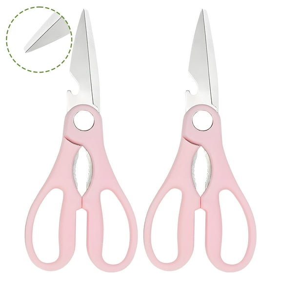 FACEGA 2Pcs Scissors All Purpose,Opening A Bottle Cap 7.7" Teacher Scissors,Pp Handle Mini Scissors,Pink