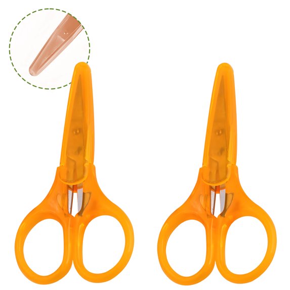 FACEGA 2Pcs Scissors All Purpose,Pointed 3.5" Adult Scissors,With Protective Cover Fabric Scissors,Orange