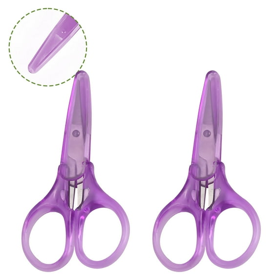 FACEGA 2Pcs Scissors All Purpose,Straight Handle 3.5" Teacher Scissors,With Protective Cover Office Scissors,Purple