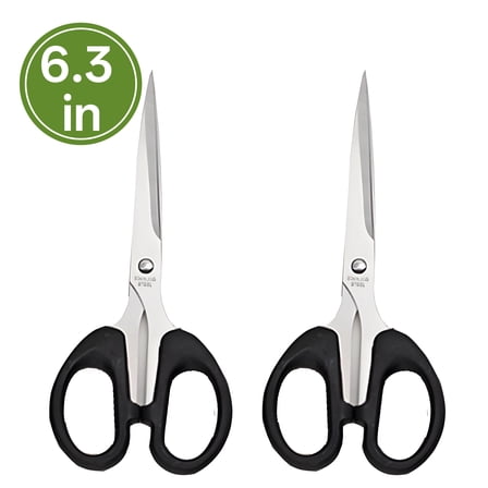 FACEGA 2Pcs Scissors All Purpose,Straight Handle 6.3" Fabric Scissors,Pointed Sewing Scissors for Fabric Cutting,Black