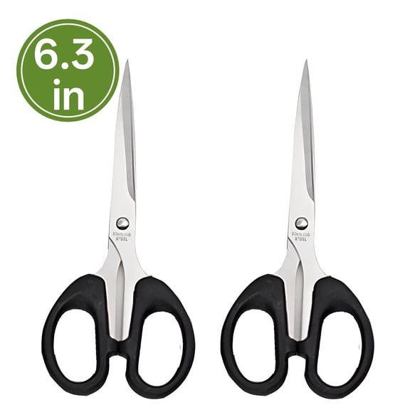 FACEGA 2Pcs Scissors All Purpose,Straight Handle 6.3" Fabric Scissors,Pointed Sewing Scissors for Fabric Cutting,Black