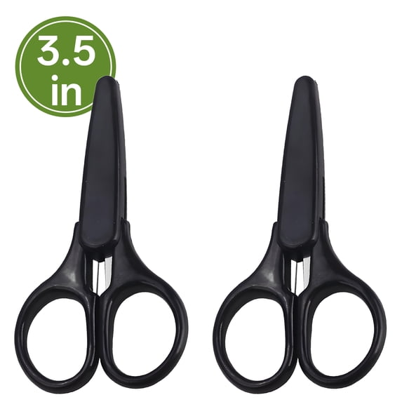 FACEGA 2Pcs Scissors All Purpose,With Protective Cover 3.5" Cute Scissors,Straight Handle Scissors for Office,Black
