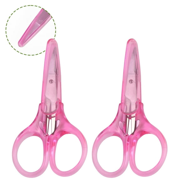 FACEGA 2Pcs Scissors All Purpose,With Protective Cover 3.5" Small Scissors,Pointed Sewing Scissors,Pink