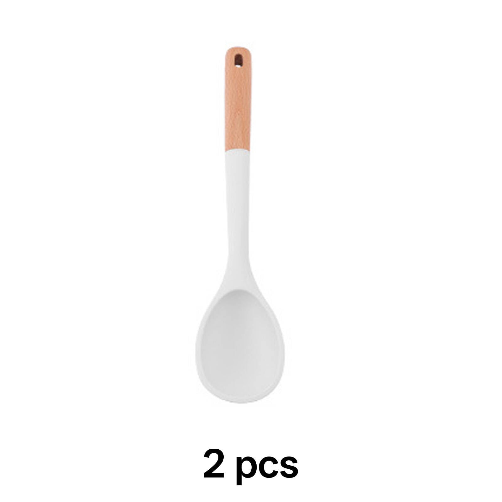 FACEGA 2Pcs Silicone Cooking Spoons,Stylish Design Wooden Handle Spoon ...