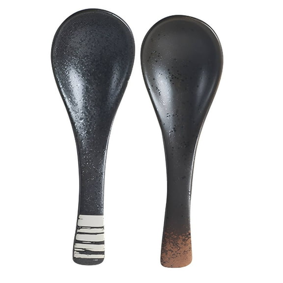 FACEGA 2Pcs Soup Spoons,High-Temperature Firing Espresso Spoons,Fine Ceramic Texture Tea Spoons,Style3