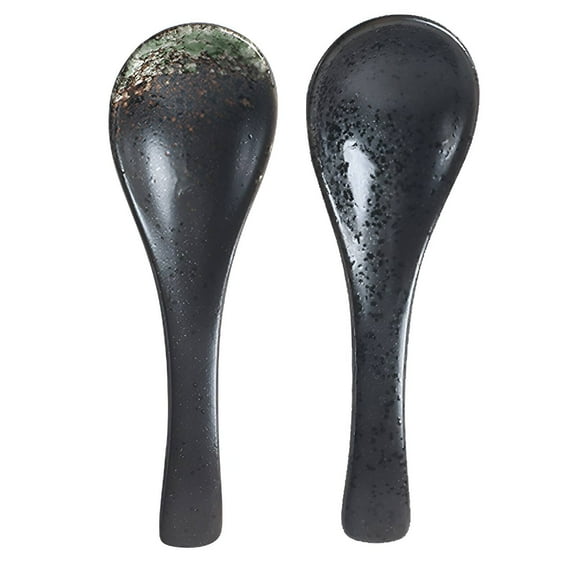 FACEGA 2Pcs Soup Spoons,Strong and Refined Porcelain Espresso Spoons,Beautifully Fired Coffee Spoons,Style1