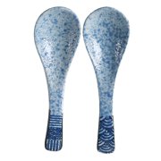 FACEGA 2Pcs Soup Spoons,Firing at High Temperatures Espresso Spoons,Strong and Refined Small Spoons,Style2