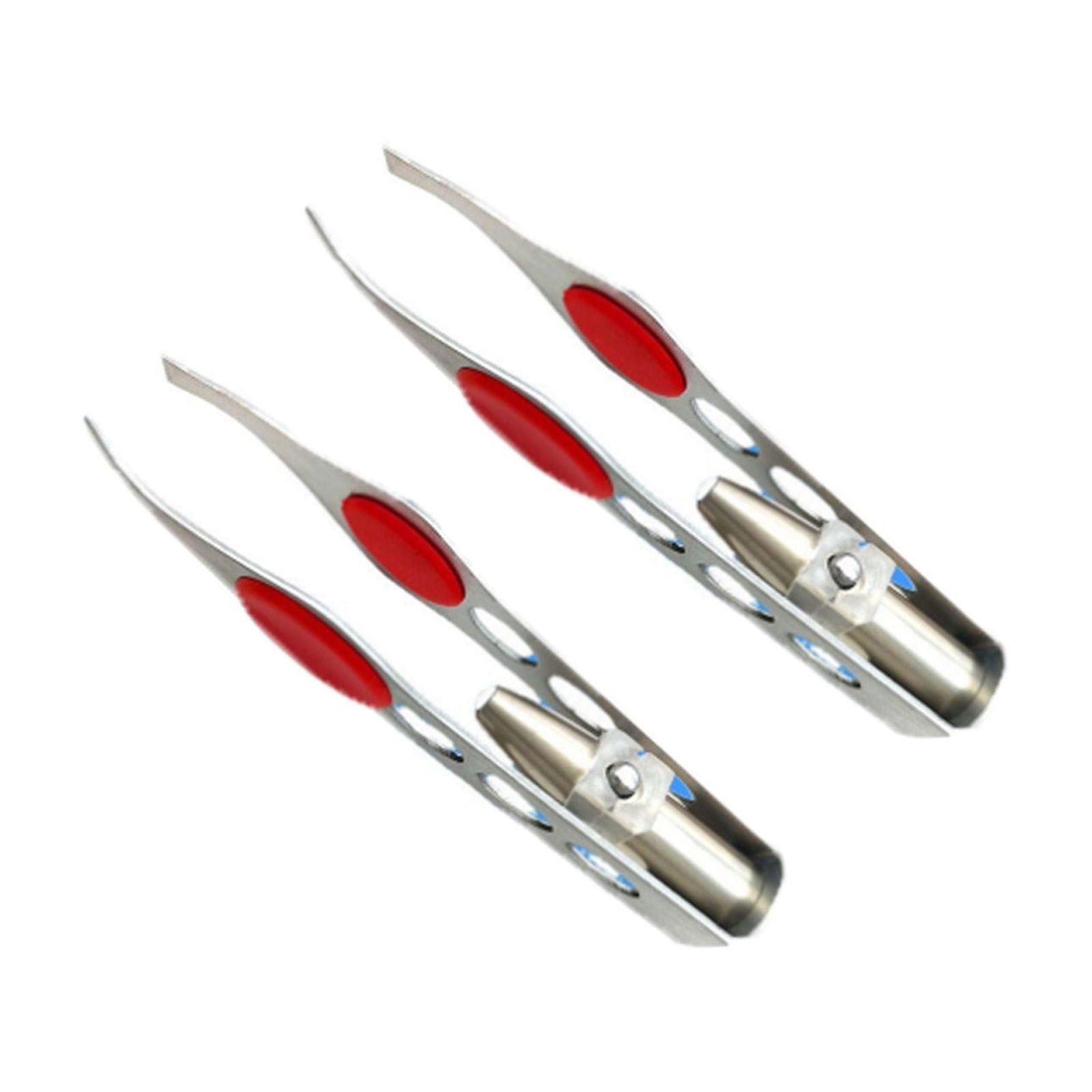 FACEGA 2Pcs Tweezers,Eyebrow Tweezers for Women with LED Light,Precision Tweezer for Eyebrow Grooming,Red