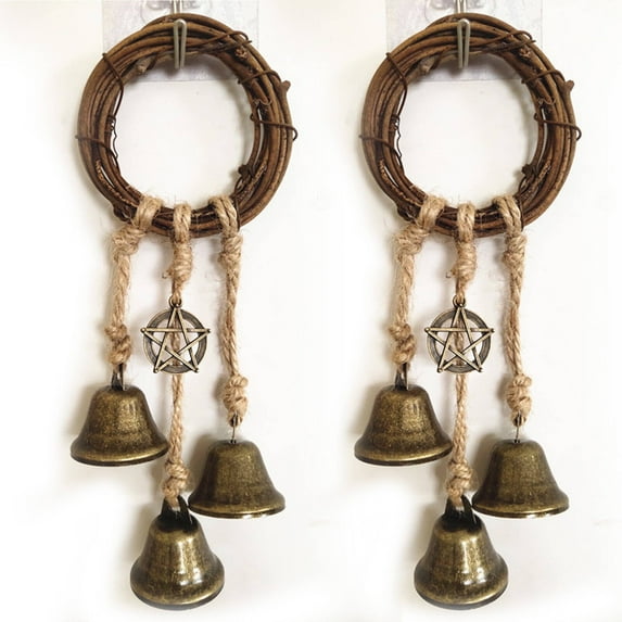 FACEGA 2Pcs Witch Bells Mystical Bohemian Vibes Blend Magic and Charm for Unique Décor Doorbell Wizard Decorations Bell Witchcraft Bell Supplies Handle 12cm Style3A Bell