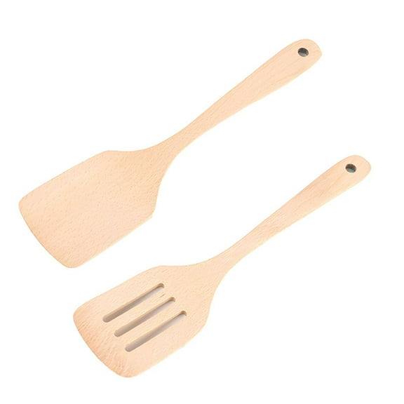 FACEGA 2Pcs Wooden Spatula,Beech Wood Material Bamboo Spatula,Natural,Unpainted and Wax-Free Wood Spatula,,