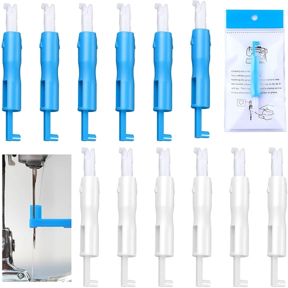 FACEGA 3/6/12 Packs Sewing Machine Elderly People Automatic Threader Needle Threading Line Inserter Tool for Sewing Machine Changer Holds Needles Firmly,Blue
