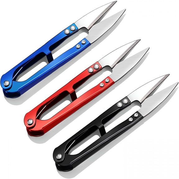 FACEGA 3-Pack Embroidery Scissors 4.7 Inch, U-Shaped Yarn Thread Snips, High-Carbon Steel Small Trimming Clippers for Sewing, Stitching, and DIY Craft Supplies