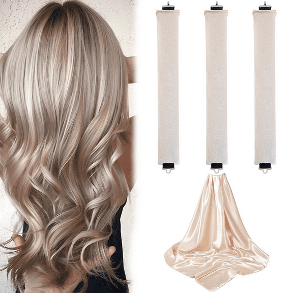 FACEGA 3 Pcs Hair Rollers Heatless Hair Curler for All Hair Types with Silk Scarf Lazy Rollers Hair Curlers at Night or Day White