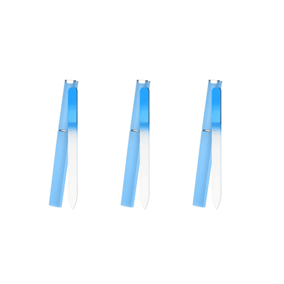 EXLEAF 3 Pcs Nail Buffer,Glass Nail Buffer Set, Gentle Filing Without Damaging Fingernails, Blue