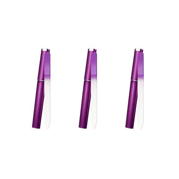 FACEGA 3 Pcs Nail Buffer,Crystal Candy Color Glass Nail File,Gentle Filing without Damaging Fingernail Files,Purple