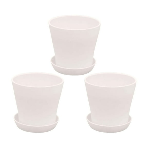 FACEGA 3 Pcs Plant Pots,Minimalist Planters For Indoor Plants,Durable Plastic Plant Pot With Drainage