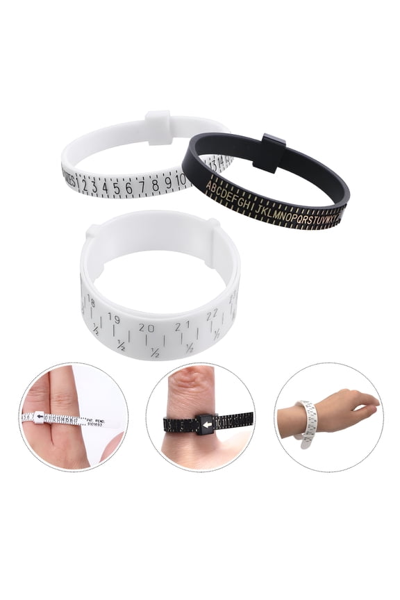 3 Pcs Ring Size Gauge Finger Sizer Measurer Measurement Tool