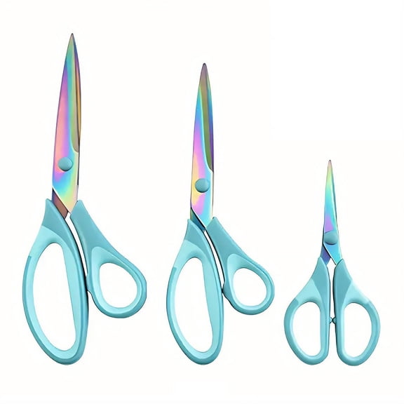 FACEGA 3Pcs Fabric Scissors Left and Right Hand Use Sewing Supplies Ergonomic Design Scissors for Office 23.6x8.7cm,Blue