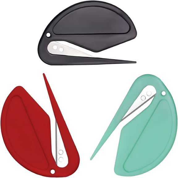 FACEGA 3Pcs Letter Openers,Plastic Envelope Cutter Secure Mail Opener Tool for Package Paper Cutting in Office Home School (Red,Green,Black)