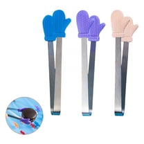 FACEGA 3Pcs Metal Tongs,Palm Design Stainless Steel Serving Tongs,U Type Handle 5.7" Cooking Tongs,For Pick Up, Sugar Cubes, Milk Balls,Mix1