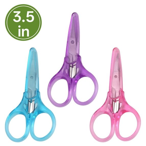FACEGA 3Pcs Scissors All Purpose,With Protective Cover 3.5" Mini Scissors,Pointed Embroidery Scissors,Multcolor1