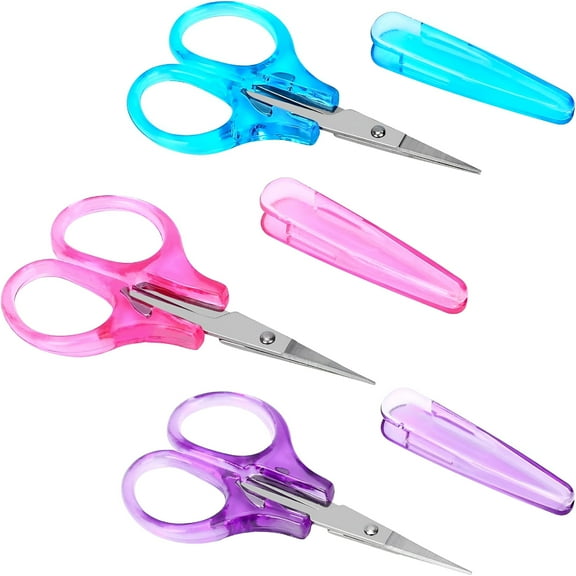 FACEGA 3Pcs Small All Purpose Craft Scissors - Stainless Steel with Protective Cover,Mini Detail,Precision Straight Fine Tips for Paper Cutting,Scrapbooking