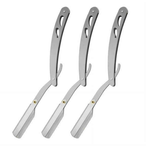 FACEGA 3Pcs Straight Razors for Men,Long-Term Use Single Blade Razor,Good Grip Straight Razor,Silver
