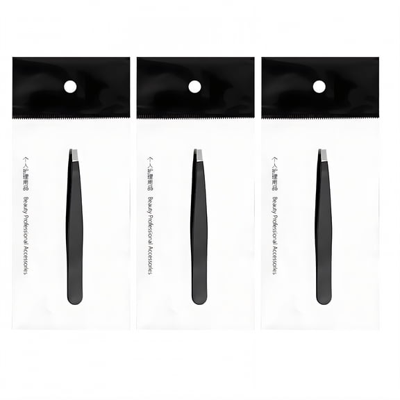 FACEGA 3Pcs Tweezers,Slightly Angled Tip Design Long Tweezers,Stainless Steel Construction Tweezer,Style2