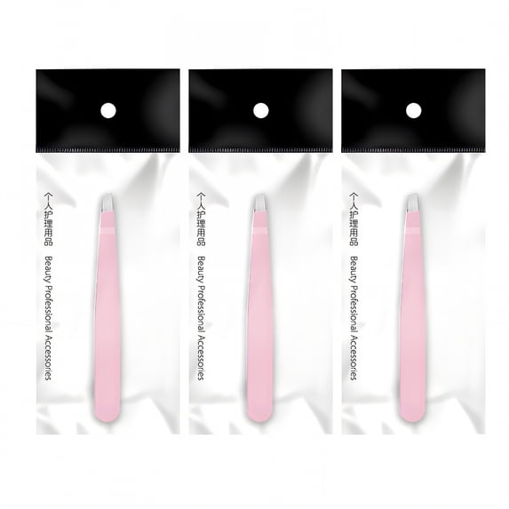 FACEGA 3Pcs Tweezers,Slightly Angled Tip Design Long Tweezers,Stainless Steel Construction Tweezer,Style3
