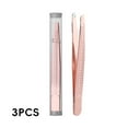 thumbnail image 1 of FACEGA 3Pcs Tweezers,Stainless Steel Long Tweezers,Precision Grip Pvc Case Eyebrow Tweezers,Pink, 1 of 3