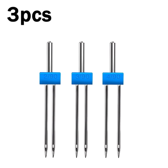 FACEGA 3pcs Double Twin Needle Sewing Machine Needles Lot Size 2.0/90,3.0/90,4.0/90