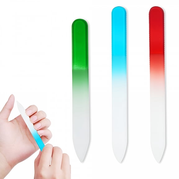 FACEGA 3pcs Glass Fingernail File for Natural Nail Glass File Double-Sided Gentle Nail Care