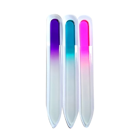 FACEGA 3pcs Nails Manicure Tool Glass Nail File Nail Polish Tool Color Random