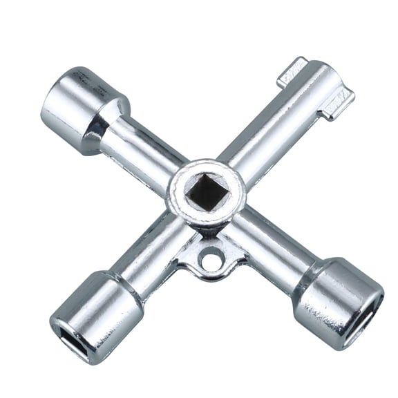 FACEGA 4 in 1 Plumbing Key Wrench Tool - 2.83 Inch Multi Bit Screwdriver with Cross Flathead Hex - Compact Portable Water Key for Home Repair DIY Assembly - Durable Alloy Steel with Ergonomic Grip