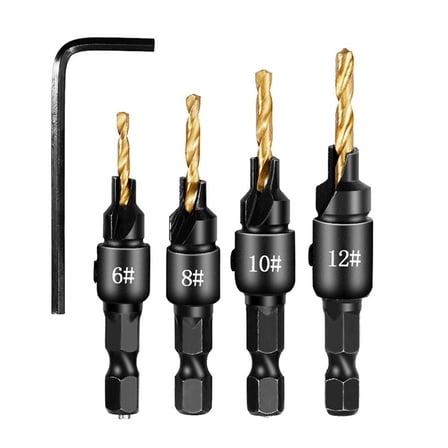 FACEGA 4 Pcs Drill Bits,Hex Shank Grip Cobalt Drill Bit Set,Titanium Coating Wood Drill Bit Impact Drill,Style4