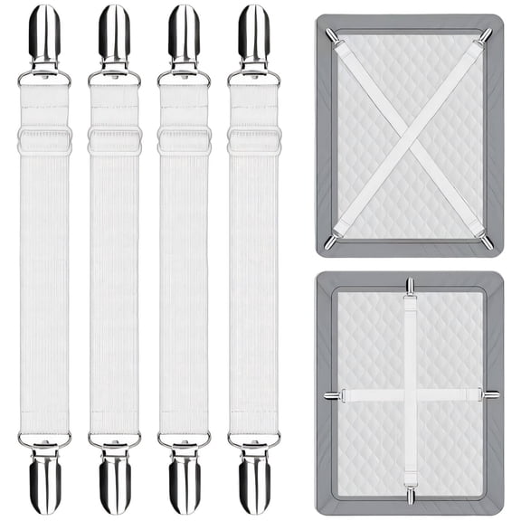 FACEGA 4 Pcs Fitted Sheet Straps,Strong Bed Sheet Straps for Secure Bedding,Surdy Non-Slip Sheet Straps,13-25cm