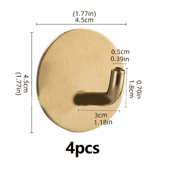 FACEGA 4 Pcs Hand Towel Holder,No-Drill Easy Installation Shower Hooks for Inside Shower,Versatile Single Adhesive Shower Caddy,Gold