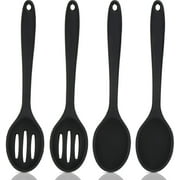 FACEGA "4 Pieces Silicone Nonstick Mixing and Slotted Spoons Set, Large Silicone Serving Slotted Spoon Nonstick Heat Resistant Spoons for Kitchen Baking Stirring Draining Tools"