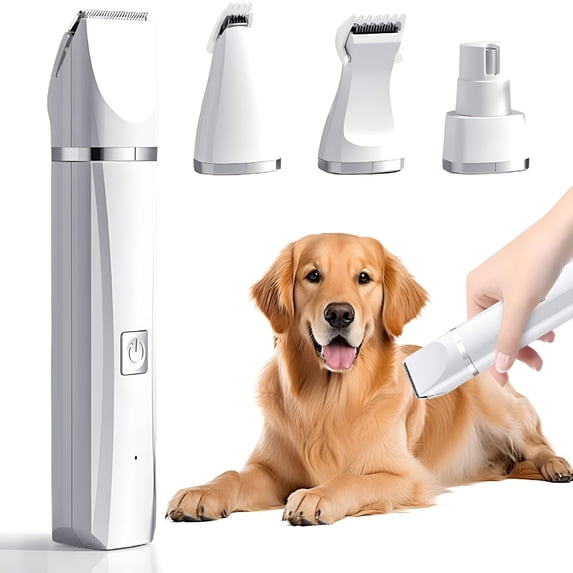 FACEGA 4-in-1 Pet Hair Shaver, New Electric Dog Trimmer for Paws, Pet Clippers Low Noise Cordless Quiet Hair Clippers Set, Paw Trimmer for Dogs Cats Pets (Green)
