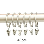FACEGA 40Pcs Curtain Rings Various Sizes Drapery Clips with Rings Stable Structure Curtain Rings with Clips 3.5*35mm