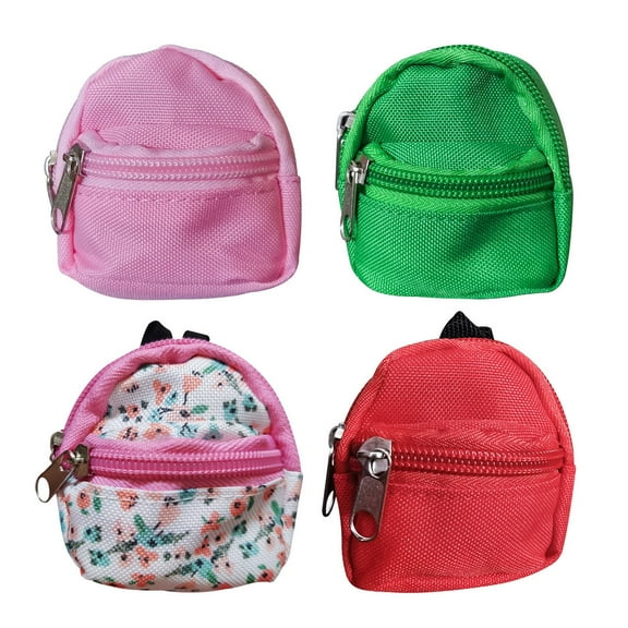 FACEGA 4Pcs Mini Doll Backpacks Mini Exclusive Diy Doll Accessories Double Zipper Structure Adorable Zipper Backpacks Combination Style